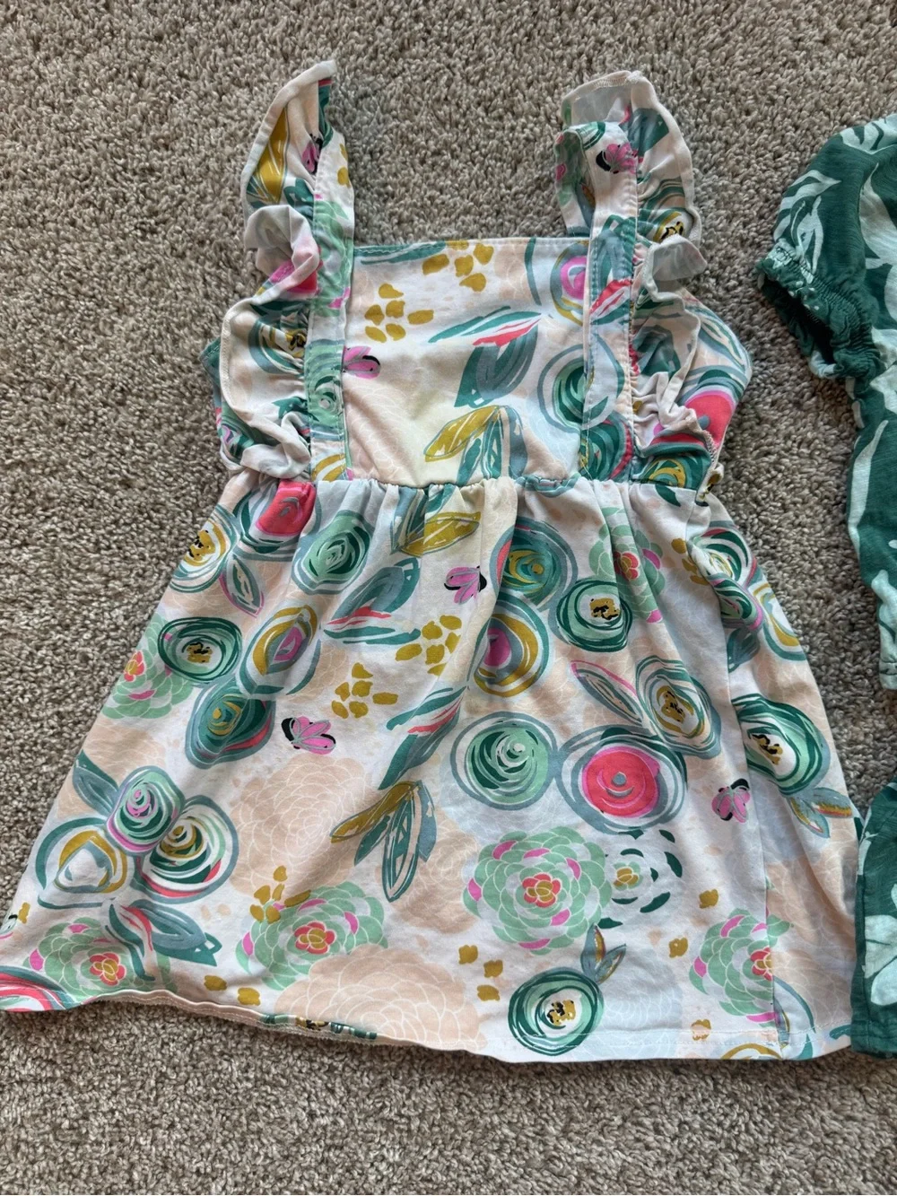 Girls 5T Summer Outfit Bundle  Floral sundress & top and short set 3 Piece Set